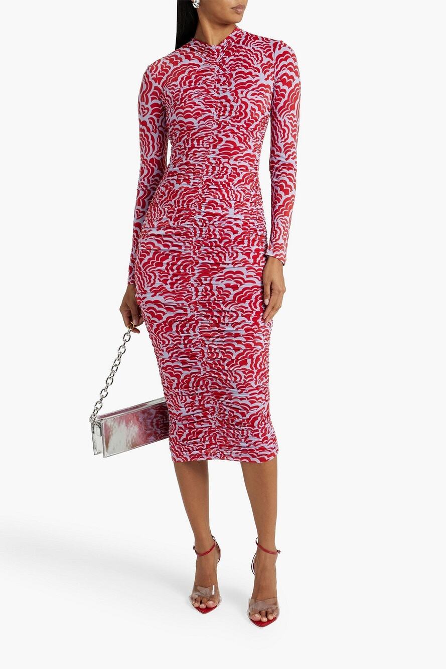 NWOT A.L.C. Ansel Slinky Jersey Ruched Midi Dress Size XS